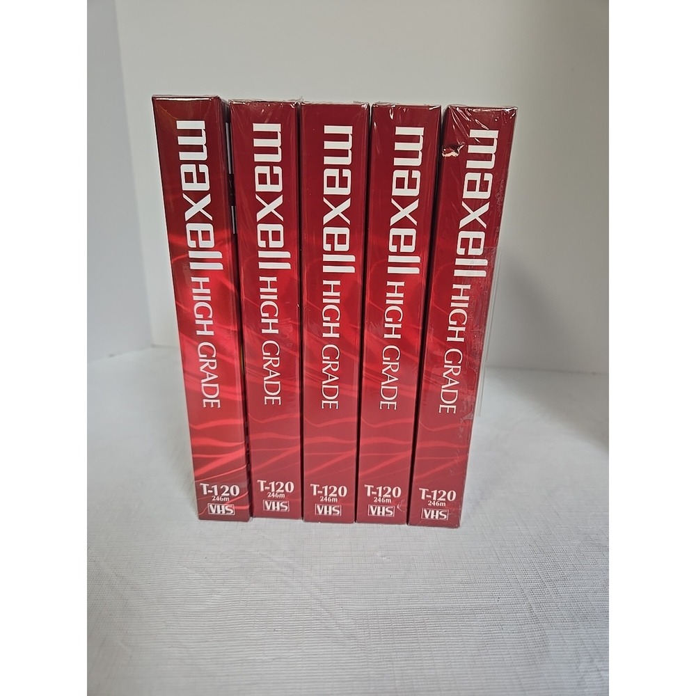 Lot of 5 Maxell T-120 VHS Video Cassette Tapes NEW Sealed